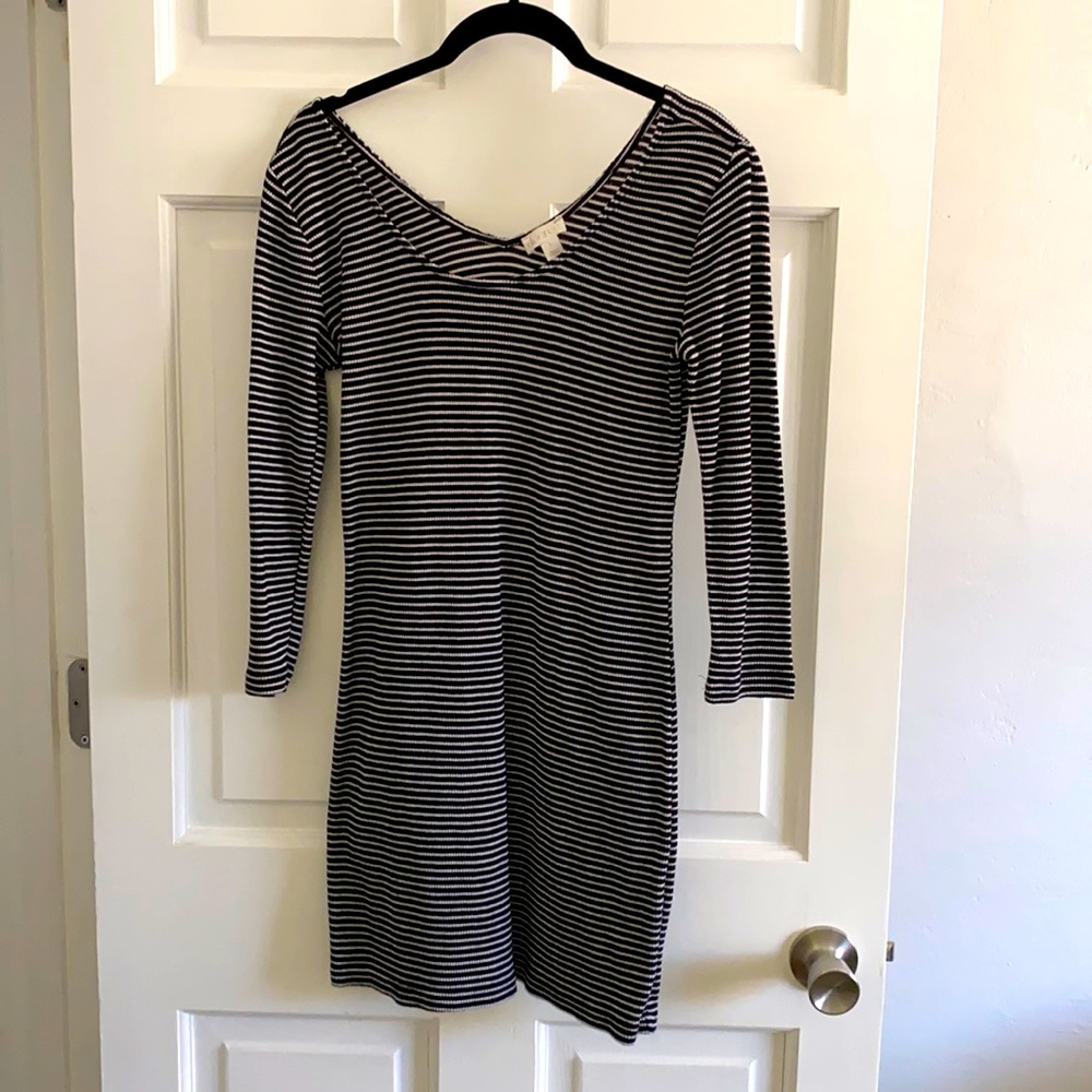 Black and white striped dress